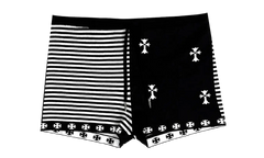 Striped Cross Stitching Drawstring Shorts WMNS "Black / White" CHRM1179