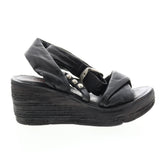 Nolie 528078-201 Womens Black Leather Sandals Wedges Shoes
