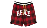 Rhude Flannel Collegiate Court Logo Short "Red Black" PF25SH017353122