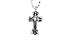 Double Cross Silver Pendant & Ball Chain "Silver" CHRM0666