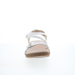 Aetrex Jillian Q Strap Braid SC453W Womens White Strap Sandals Shoes